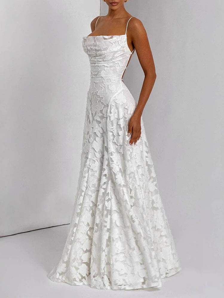 Robe longue brodée de fleurs Micheline