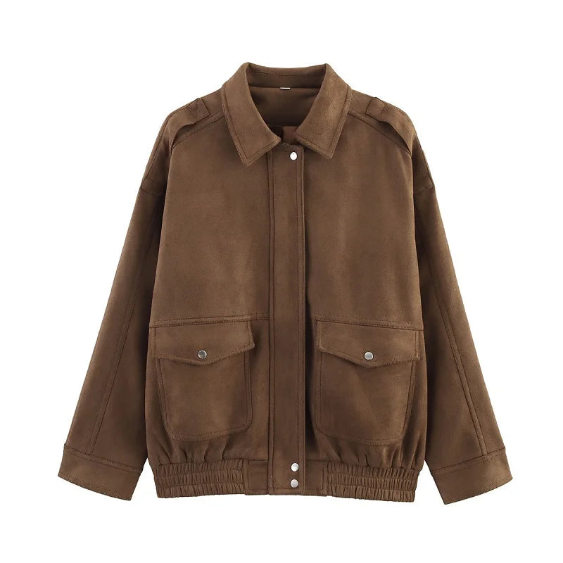 Ségolène faux suede zip-up bomber