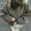 Veste bicolore à capuche Prune