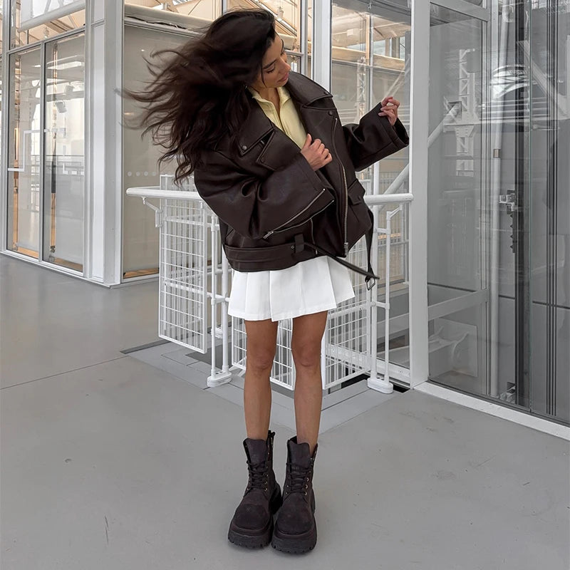 Veste courte effet cuir bordeaux Mathilde
