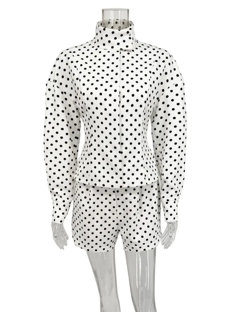 Alba polka dot shirt and shorts set