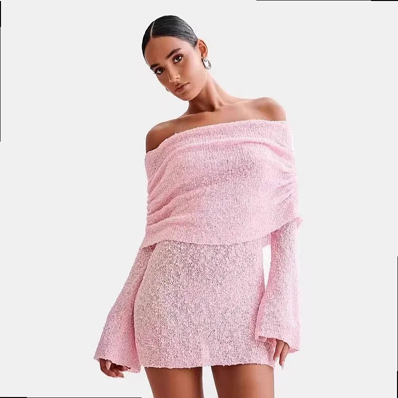 Robe en maille épaules dénudées Simone