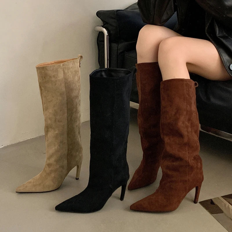 Kniehohe Stiefel mit spitzer Zehenpartie Noëlie