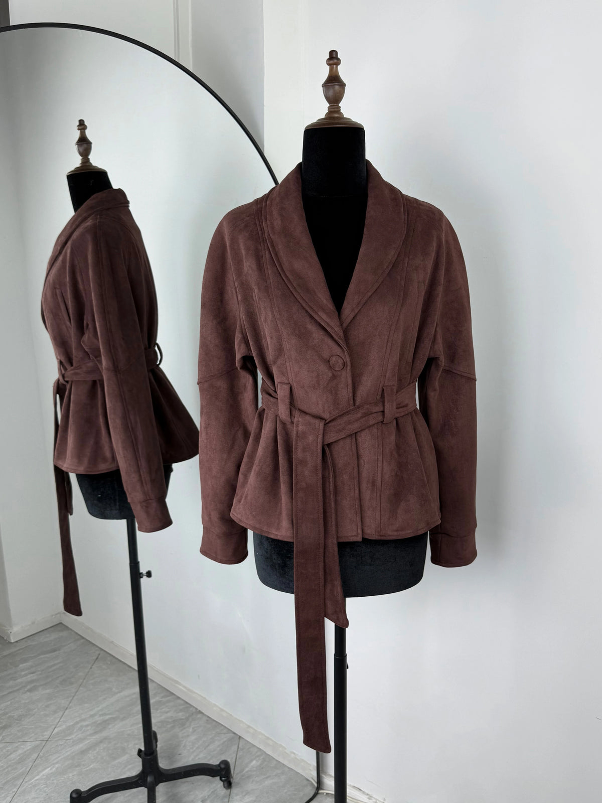 Jacke in Wildlederoptik mit Bindeband Babette