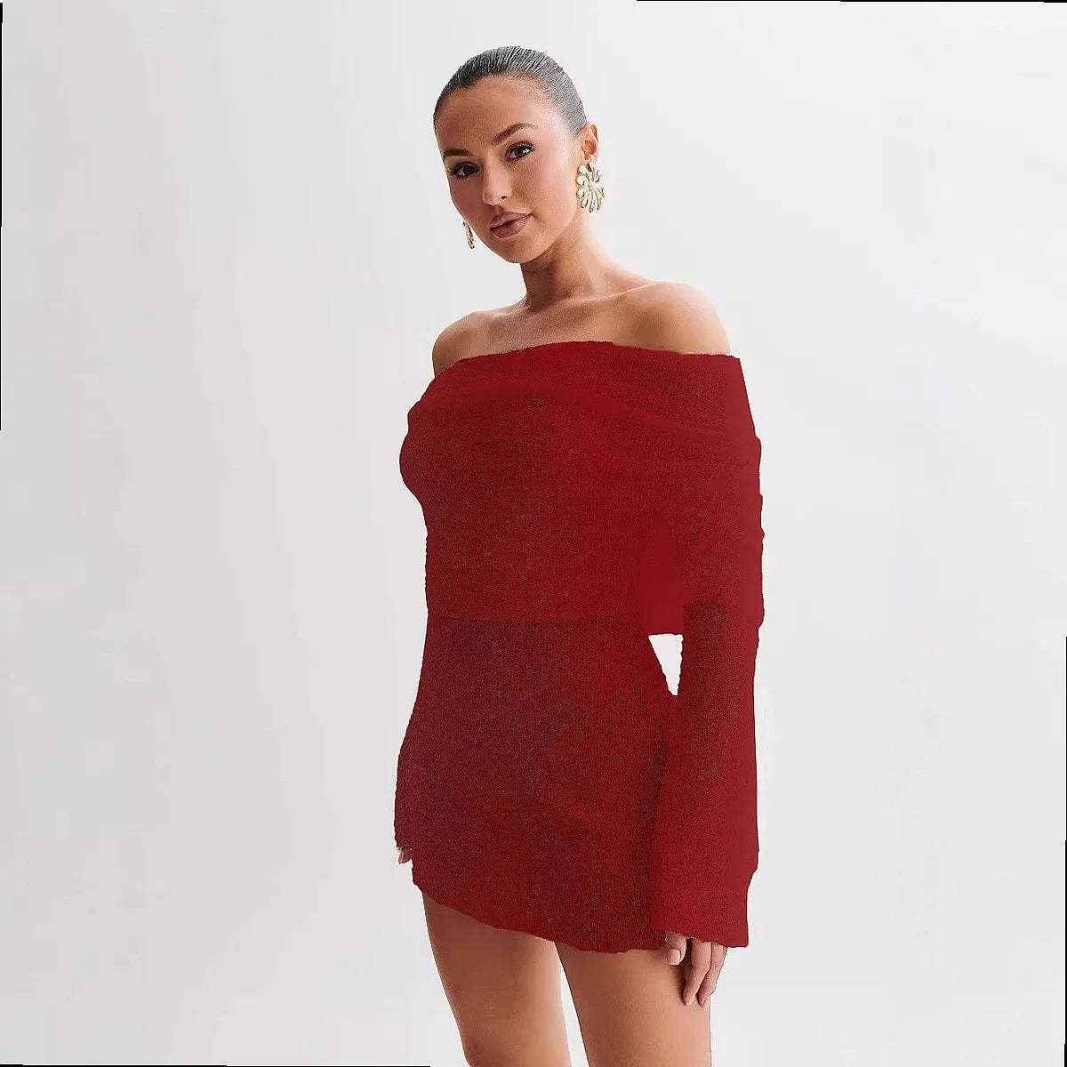 Robe en maille épaules dénudées Simone