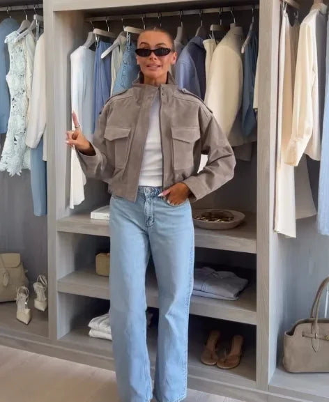 Veste courte effet suède Odette