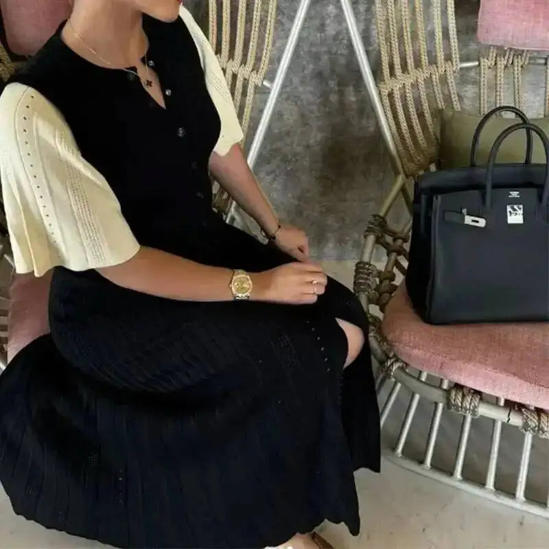 Robe longue en maille boutonnée Noémie
