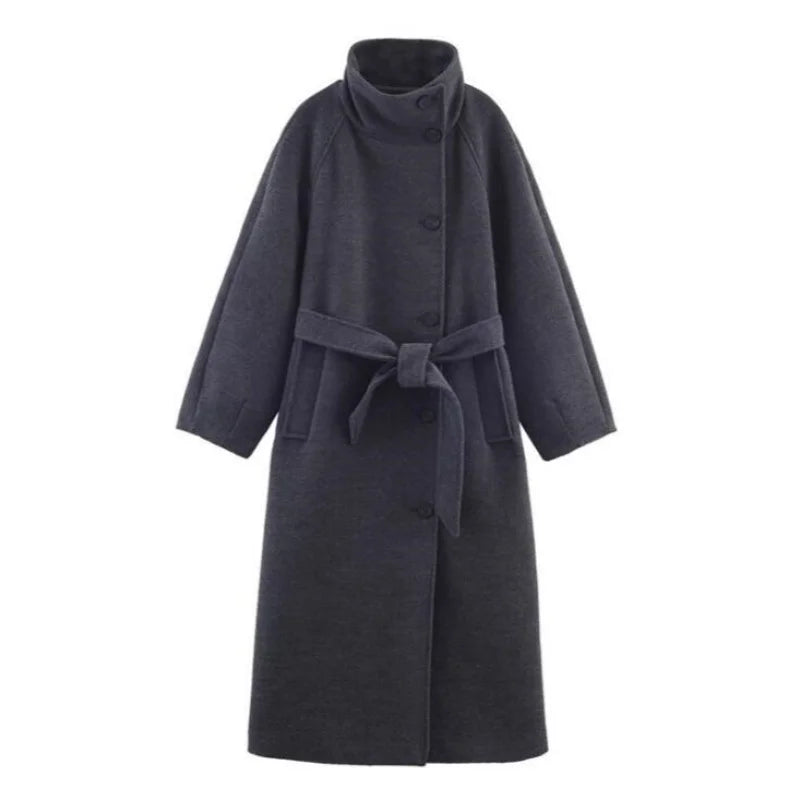Manteau ceinturé à col montant Maëlle