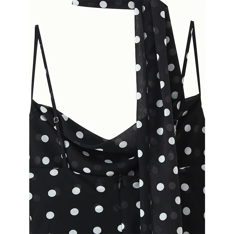 Robe longue à pois avec foulard Ophélie