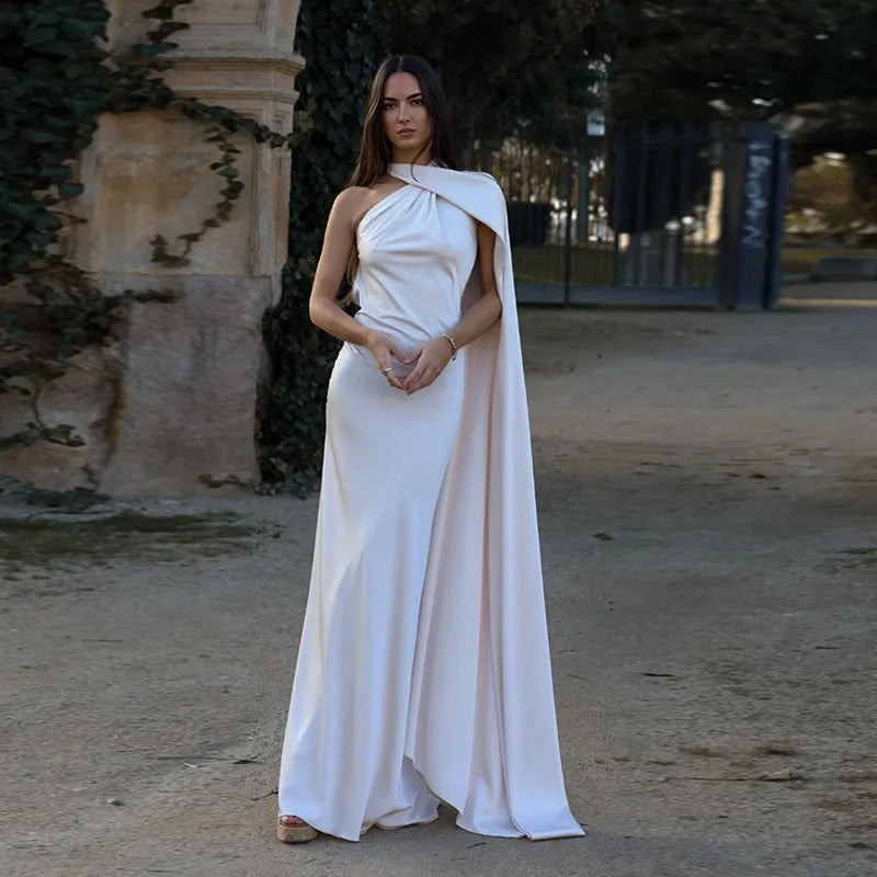 Robe de soirée en satin à ruban Isaure