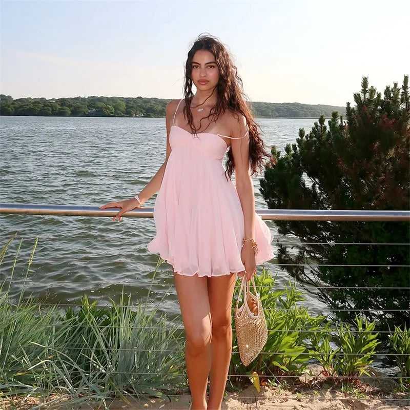 Robe courte bustier en mousseline Hermine