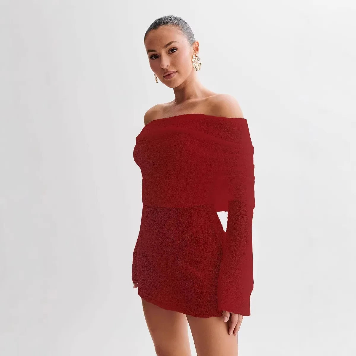 Robe en maille épaules dénudées Simone
