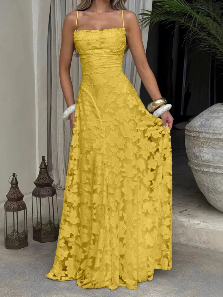 Robe longue brodée de fleurs Micheline