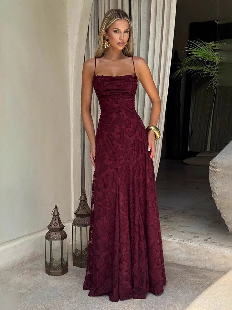 Robe longue brodée de fleurs Micheline