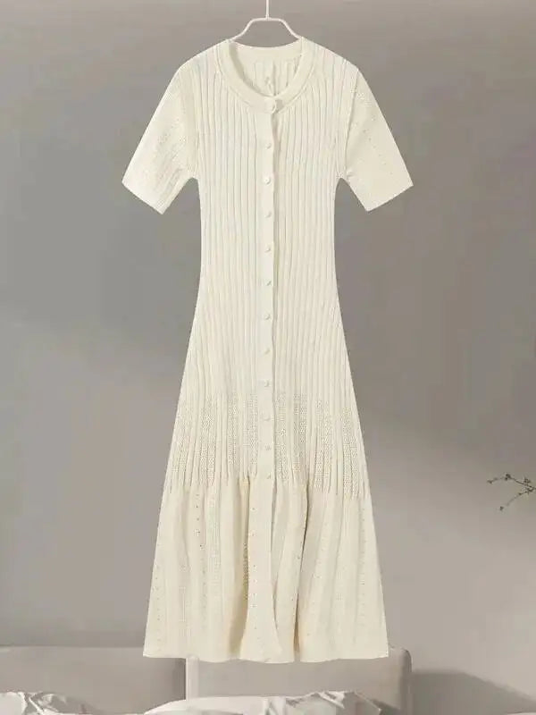 Robe longue en maille boutonnée Noémie