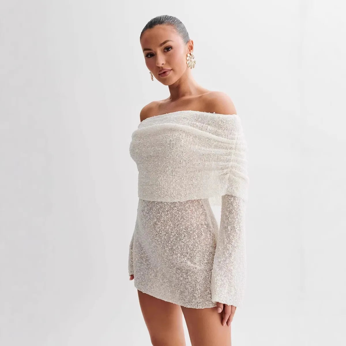 Robe en maille épaules dénudées Simone