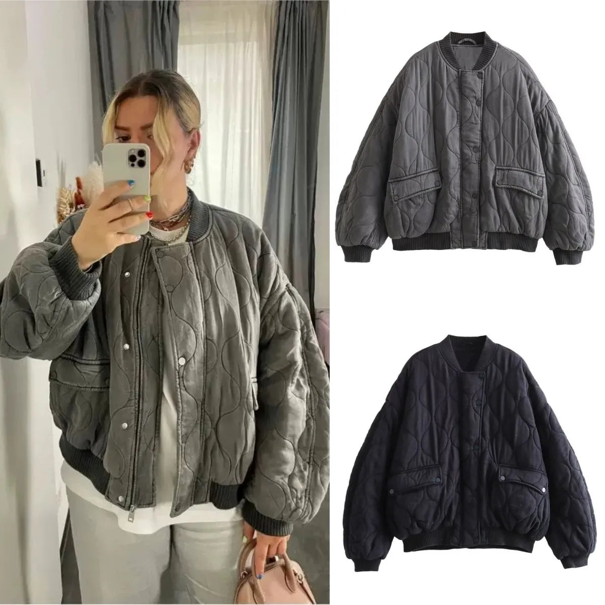 Blouson matelassé délavé Suzanne