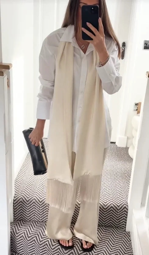 Ceinture foulard en satin à franges Virginie