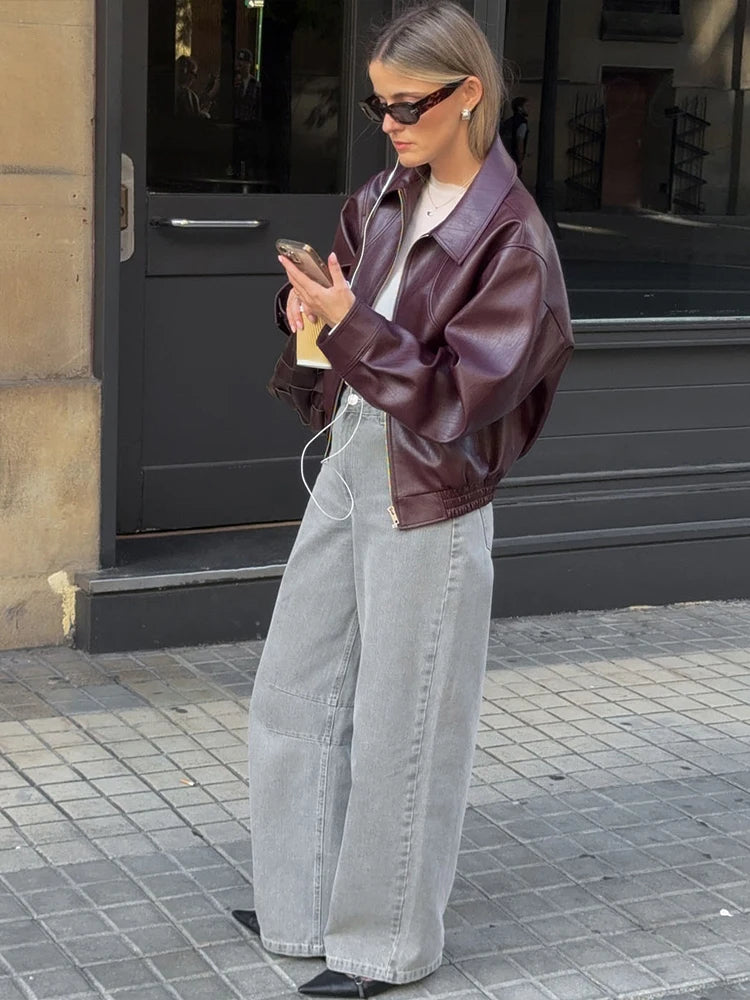 Veste zippée effet cuir Constance