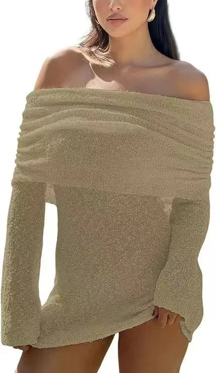Robe en maille épaules dénudées Simone
