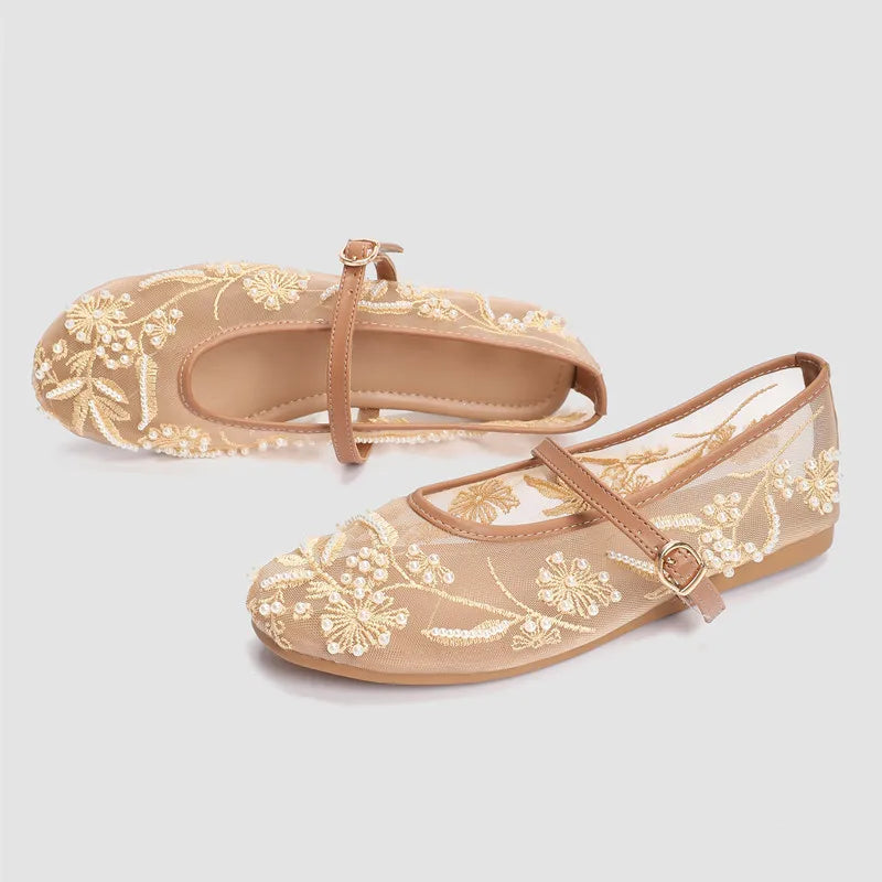 Mesh-Ballerinas mit Perlen Sidonie