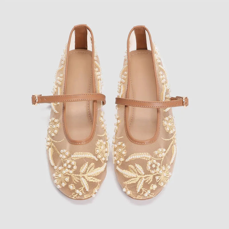 Sidonie beaded mesh ballet flats