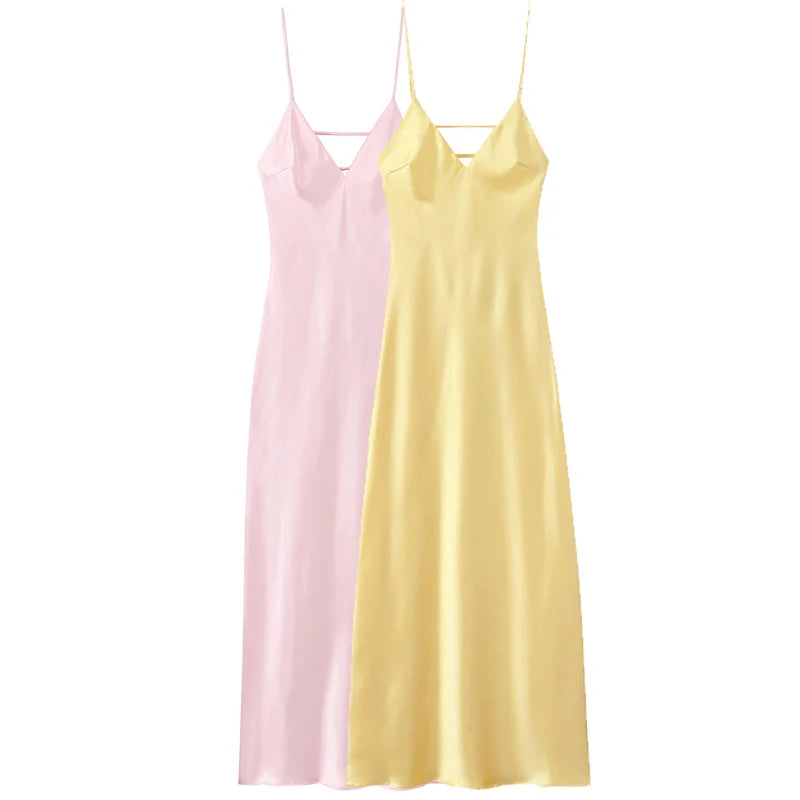 Robe nuisette mi-longue en satin Joséphine