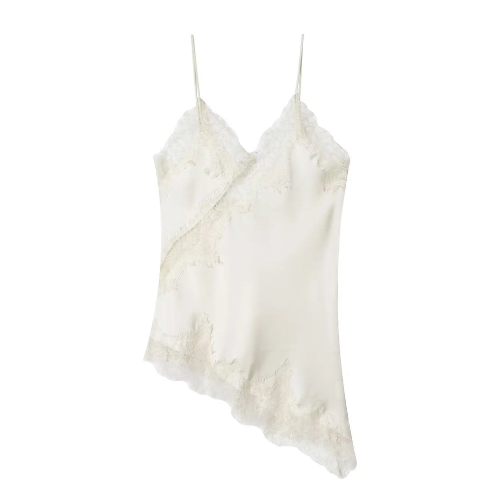 Robe courte en satin et dentelle Marion