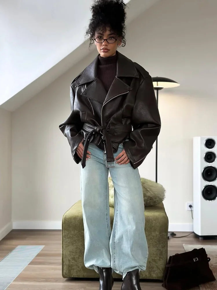 Veste courte effet cuir bordeaux Mathilde