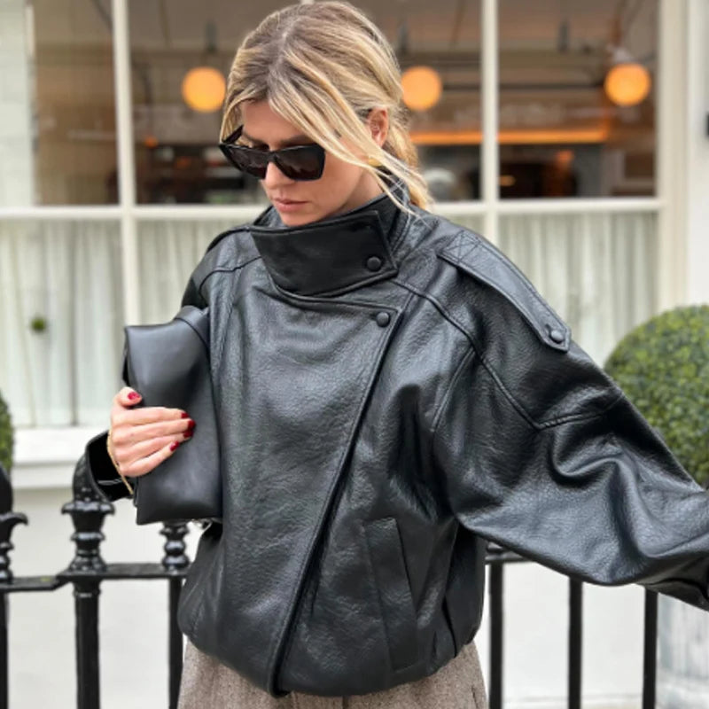 Blouson aviateur court effet cuir Léna