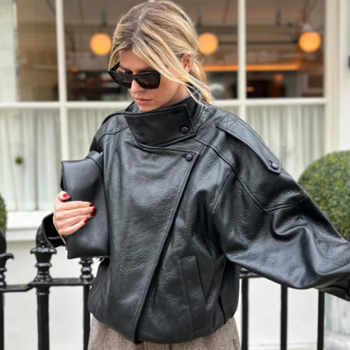 Blouson aviateur court effet cuir Léna