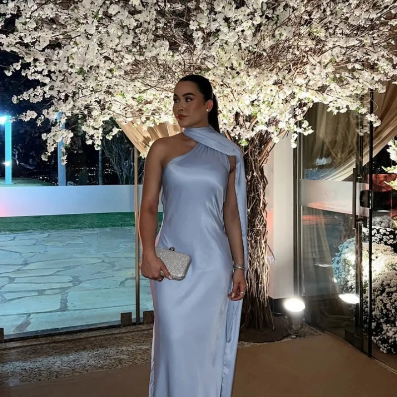 Robe de soirée en satin à ruban Isaure