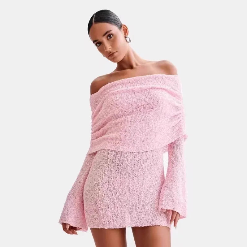 Robe en maille épaules dénudées Simone