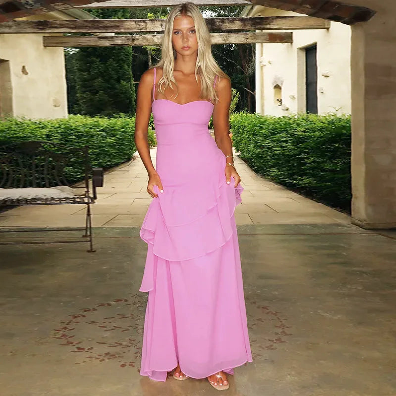 Robe longue dos nu à bretelles Gisèle