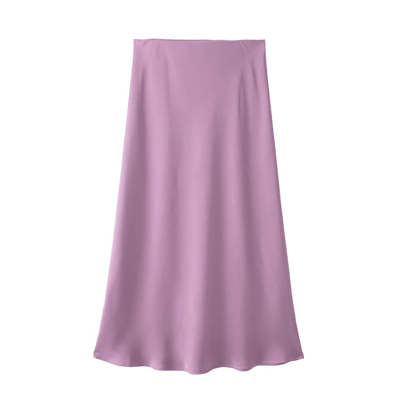 Jupe mi-longue en satin Nicolette
