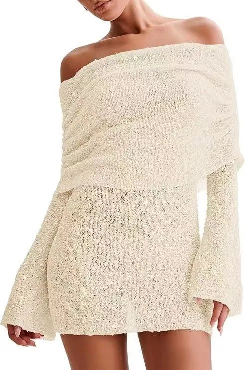 Robe en maille épaules dénudées Simone
