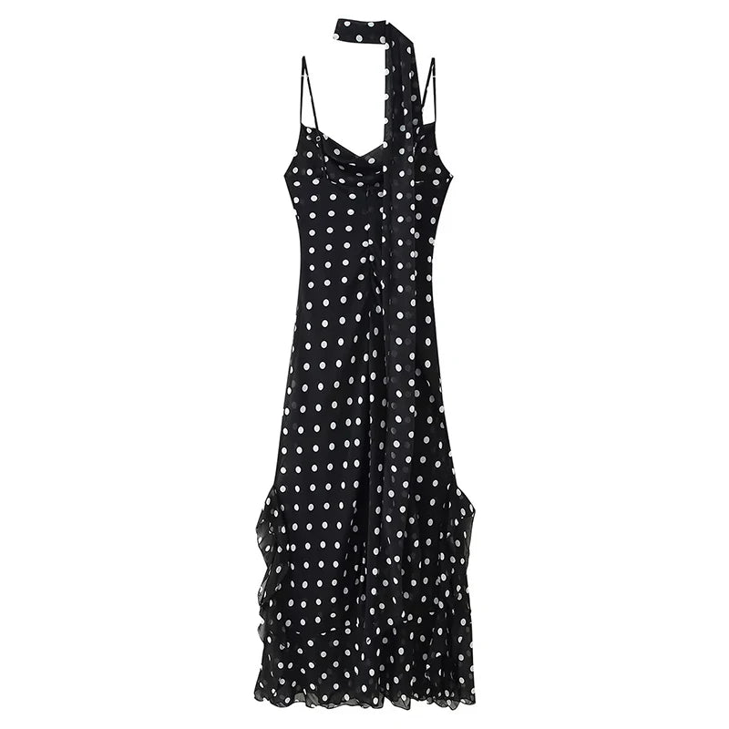 Robe longue à pois avec foulard Ophélie