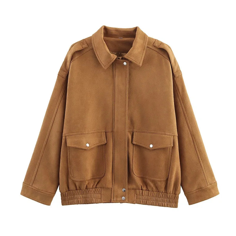 Ségolène faux suede zip-up bomber