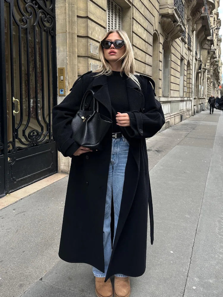 Manteau long ceinturé Édith