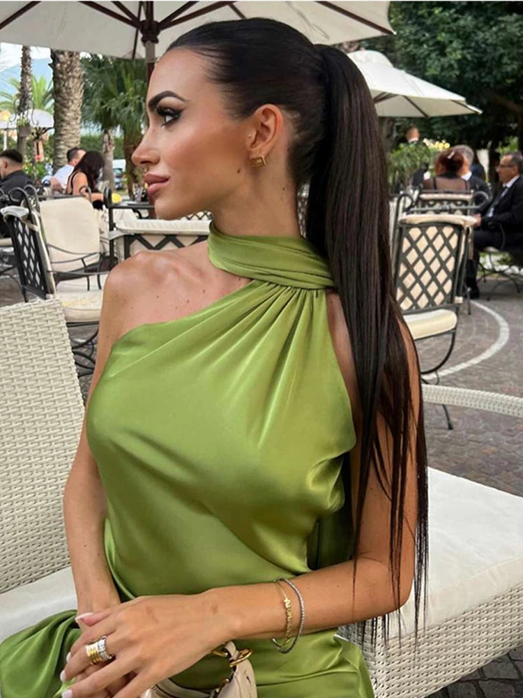 Robe de soirée en satin à ruban Isaure