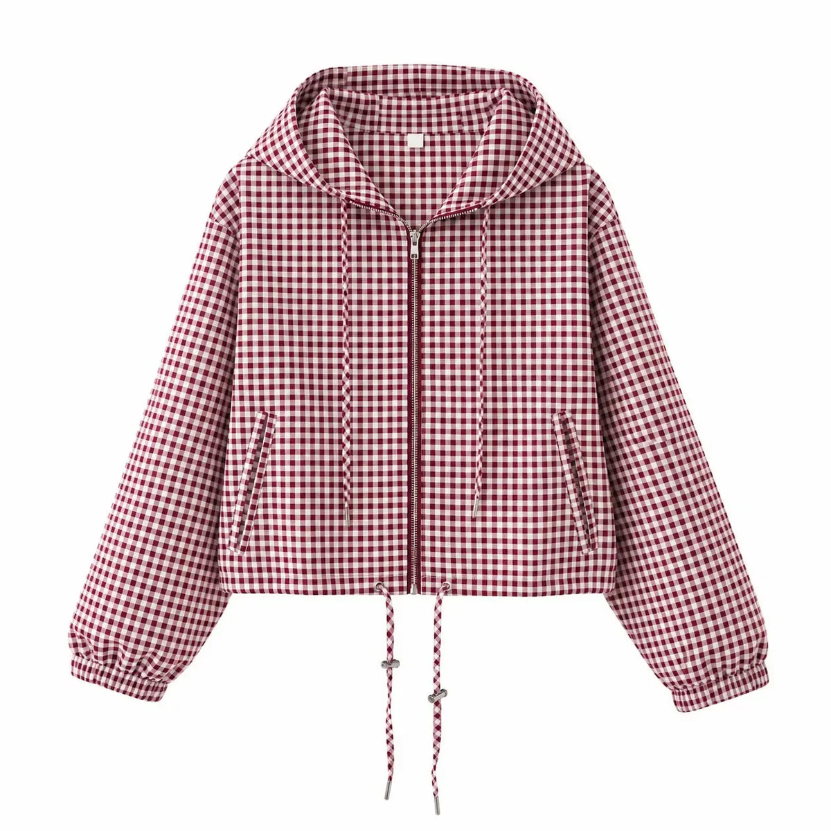 Veste courte à carreaux à capuche Célia