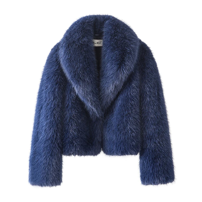 Veste en fausse fourrure à col châle Roxane