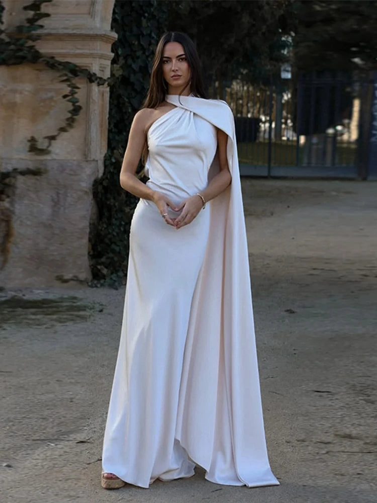 Robe de soirée en satin à ruban Isaure