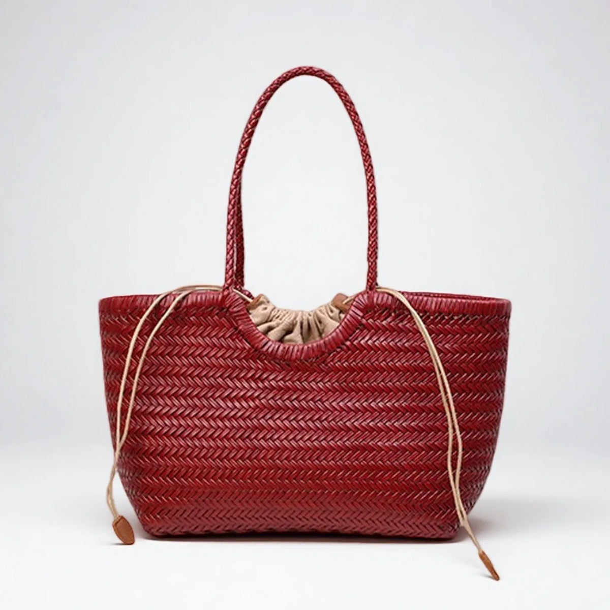 Panier tressé effet cuir Laetitia