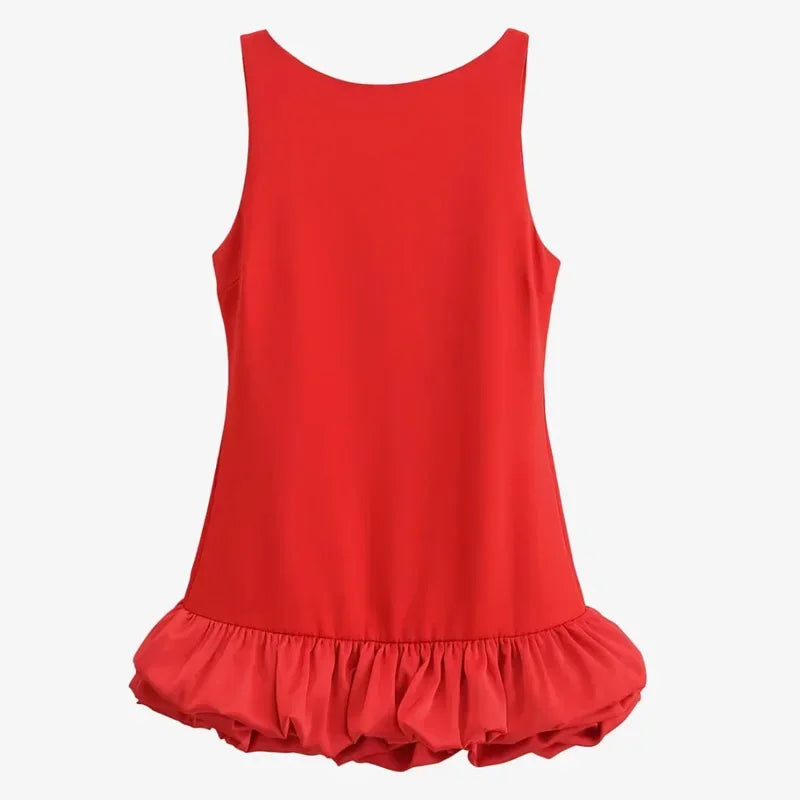 Robe courte à volants dos nu Sabine