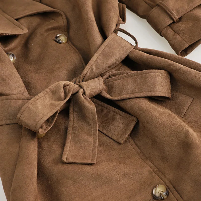 Manteau long à taille nouée Maëva