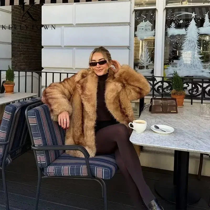 Manteau en fausse fourrure dégradée Clarisse