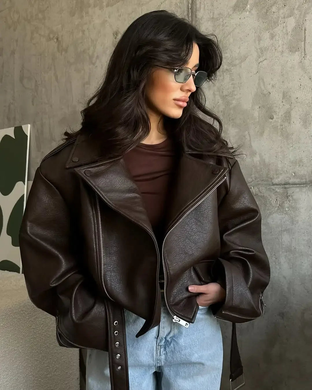 Veste courte effet cuir bordeaux Mathilde