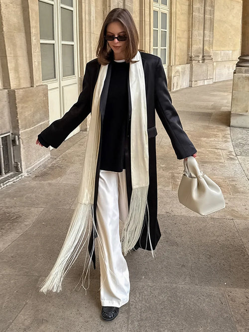Ceinture foulard en satin à franges Virginie