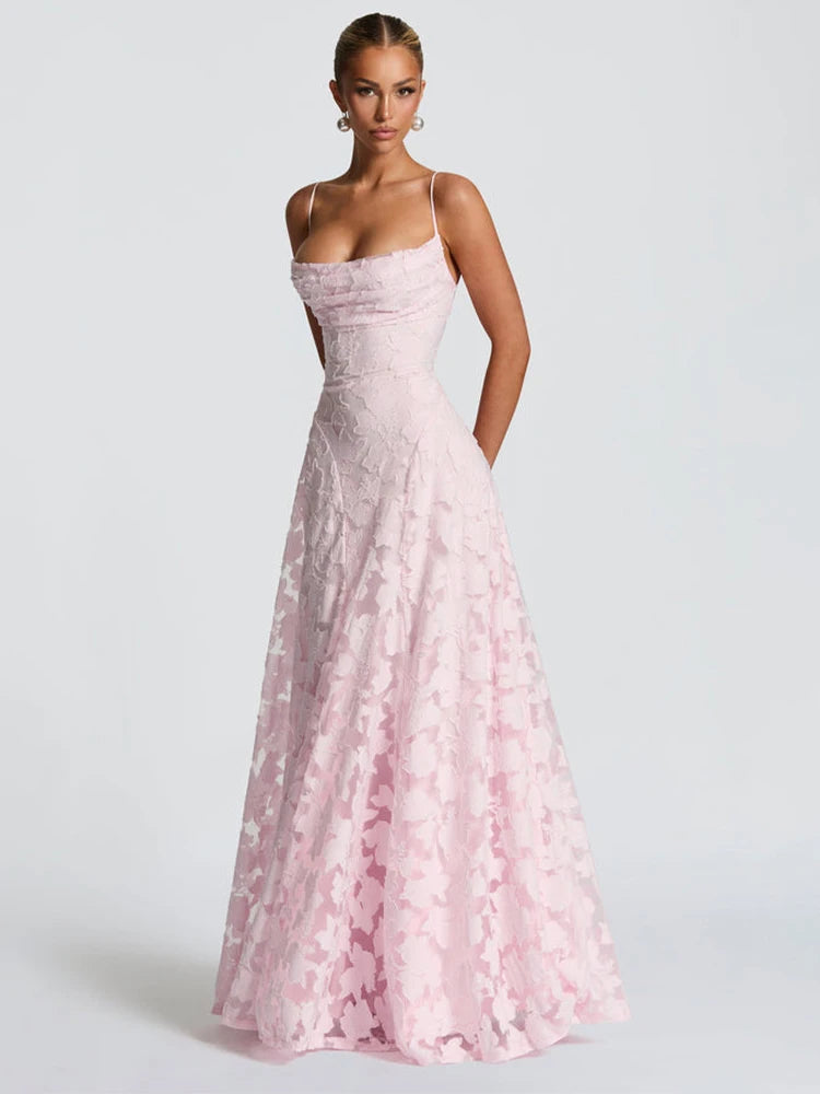 Robe longue brodée de fleurs Micheline